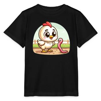 Hühnerwurm-Farm-Farm-Bauer - Stanley/Stella Kinder T-Shirt MINI CREATOR  - Schwarz - Vorne - Mikhail (115cm)