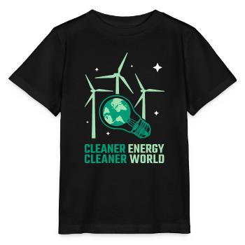 Windpower Cleaner Energy Wind Energy - Stanley/Stella MINI CREATOR Kids’ T-Shirt - black - Front - Mikhail (115cm)