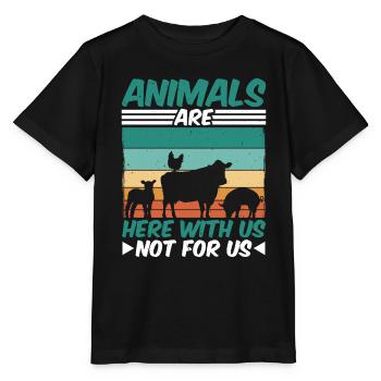 Animals Are Here With Us Not For Us - Stanley/Stella MINI CREATOR Kids’ T-Shirt - black - Front - Mikhail (115cm)