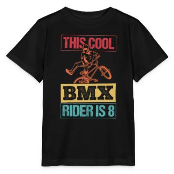 Ce pilote de BMX cool est un motard à 8 roues BMX Party Ride - T-shirt bio MINI CREATOR Stanley/Stella Enfant - noir - Devant - Mikhail (115cm)