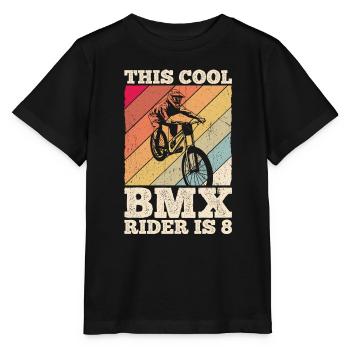 Ce pilote de BMX cool est un motard à 8 roues BMX Party Ride - T-shirt bio MINI CREATOR Stanley/Stella Enfant - noir - Devant - Mikhail (115cm)
