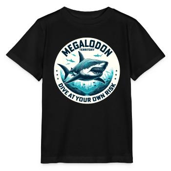 Megalodon-Territorium-Warnung | Tauchen mit Haien im Ozean - Stanley/Stella Kinder T-Shirt MINI CREATOR  - Schwarz - Vorne - Mikhail (115cm)