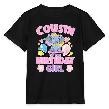 Cousin Of the Birthday Girl Elephant Family Party - Stanley/Stella MINI CREATOR Kids’ T-Shirt - black - Front - Mikhail (115cm)