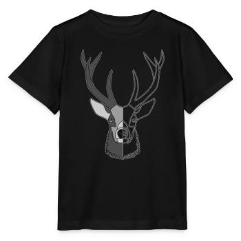 Rothirsch Geweih mit Hirschgeweih - Stanley/Stella Kinder T-Shirt MINI CREATOR  - Schwarz - Vorne - Mikhail (115cm)