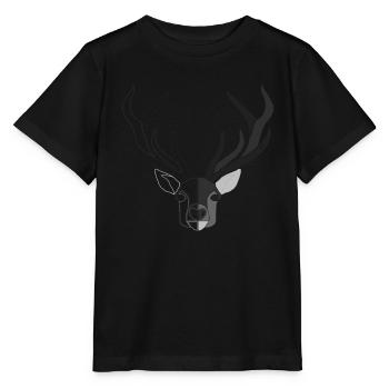 Rothirsch Geweih mit Hirschgeweih - Stanley/Stella Kinder T-Shirt MINI CREATOR  - Schwarz - Vorne - Mikhail (115cm)