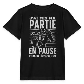 Pause Gaming Cadeau Geek Gamer Humour Insolite - T-shirt bio MINI CREATOR Stanley/Stella Enfant - noir - Devant - Mikhail (115cm)
