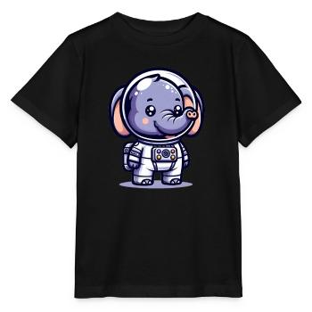 Cute Elephant Astronaut - Stanley/Stella MINI CREATOR Kids’ T-Shirt - black - Front - Mikhail (115cm)