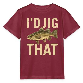 Walleye Fishing Angler - Stanley/Stella MINI CREATOR Kids’ T-Shirt - burgundy - Front - Kain (125cm)