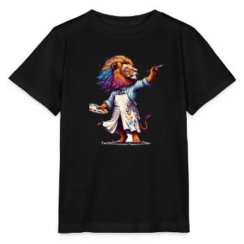 Cute Lion Artist - Stanley/Stella MINI CREATOR Kids’ T-Shirt - black - Front - Mikhail (115cm)