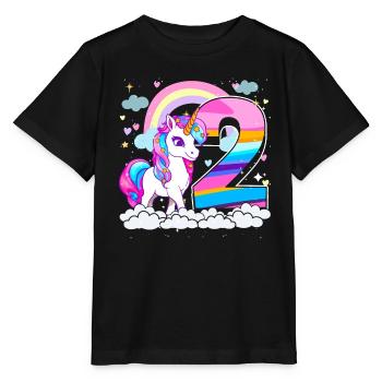2. Geburtstag Mädchen Einhorn, 2 Jahre Alt - Stanley/Stella Kinder T-Shirt MINI CREATOR  - Schwarz - Vorne - Mikhail (115cm)