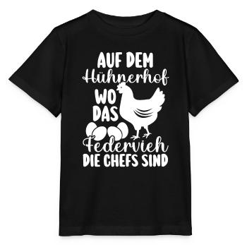 Huhn Bauer Bauernhof Küken Landwirt Hühner - Stanley/Stella Kinder T-Shirt MINI CREATOR  - Schwarz - Vorne - Mikhail (115cm)