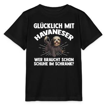Hund Havaneser - Stanley/Stella Kinder T-Shirt MINI CREATOR  - Schwarz - Vorne - Mikhail (115cm)