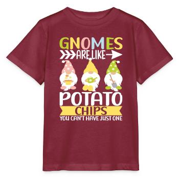 Garden Gnomes Gardening - Stanley/Stella MINI CREATOR Kids’ T-Shirt - burgundy - Front - Kain (125cm)