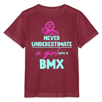 Unterschätze Niemals Ein Mädchen Mit Einem - Stanley/Stella Kinder T-Shirt MINI CREATOR  - Burgunderrot - Vorne - Kain (125cm)