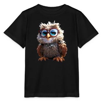 Hibou effraie cadeau hibou hibou hibou hibou hiboux mignons - T-shirt bio MINI CREATOR Stanley/Stella Enfant - noir - Devant - Mikhail (115cm)