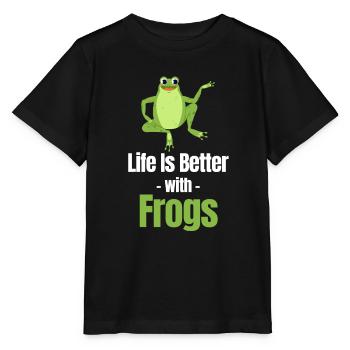 La vie est plus belle avec les grenouilles, - T-shirt bio MINI CREATOR Stanley/Stella Enfant - noir - Devant - Mikhail (115cm)