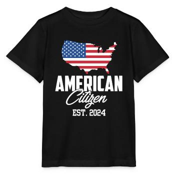 Citoyen américain Est 2024 Drapeau américain naturalisé - T-shirt bio MINI CREATOR Stanley/Stella Enfant - noir - Devant - Mikhail (115cm)