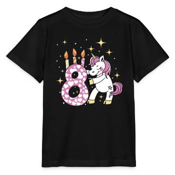 8. Geburtstag Kind 8 Jahre Alt Einhorn Geschenk - Stanley/Stella Kinder T-Shirt MINI CREATOR  - Schwarz - Vorne - Mikhail (115cm)