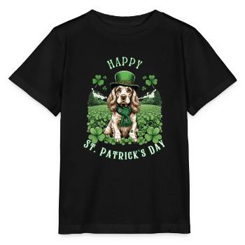 Irish Setter St. Patrick's Day Green Hat Pup - Stanley/Stella Kinder T-Shirt MINI CREATOR  - Schwarz - Vorne - Mikhail (115cm)