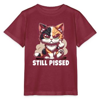 Silent Pissed Sarcastic Cat Lover - Stanley/Stella MINI CREATOR Kids’ T-Shirt - burgundy - Front - Kain (125cm)