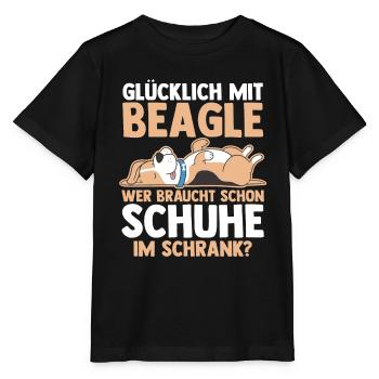 Hund Beagle - Stanley/Stella Kinder T-Shirt MINI CREATOR  - Schwarz - Vorne - Mikhail (115cm)