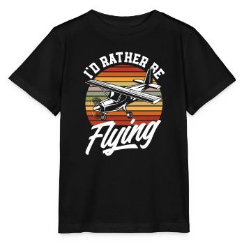Retro Piloten Flugschüler Fliegen - Stanley/Stella Kinder T-Shirt MINI CREATOR  - Schwarz - Vorne - Mikhail (115cm)