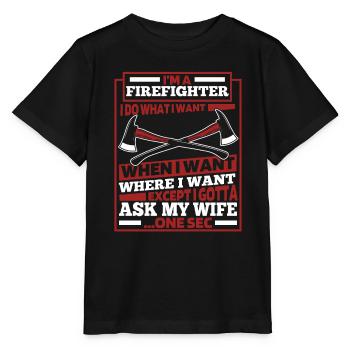 Fireman - Stanley/Stella MINI CREATOR Kids’ T-Shirt - black - Front - Mikhail (115cm)