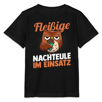Fleißige Nachteule Nachtschicht - Stanley/Stella Kinder T-Shirt MINI CREATOR  - Schwarz - Vorne - Mikhail (115cm)