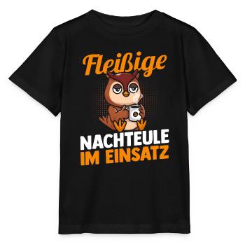 Kaffee Fleißige Nachteule Nachtschicht - Stanley/Stella Kinder T-Shirt MINI CREATOR  - Schwarz - Vorne - Mikhail (115cm)
