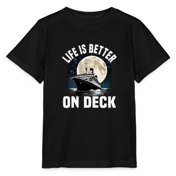 La vie est meilleure sur le pont d’un bateau de croisière Groupe de vacances - T-shirt bio MINI CREATOR Stanley/Stella Enfant - noir - Devant - Mikhail (115cm)
