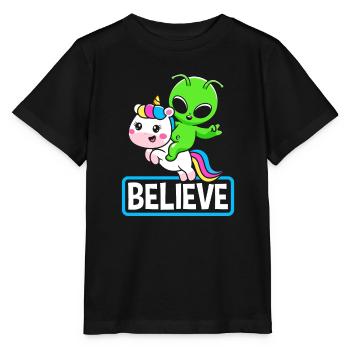Alien Unicorn Gift Science Fiction - Stanley/Stella MINI CREATOR Kids’ T-Shirt - black - Front - Mikhail (115cm)
