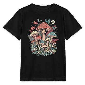 Mushrooms Cottagecore Naturecore - Stanley/Stella MINI CREATOR Kids’ T-Shirt - black - Front - Mikhail (115cm)