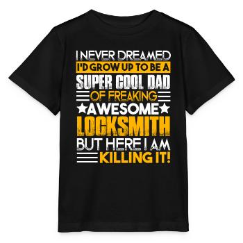 Locksmith Super Cool Locksmith Dad - Stanley/Stella MINI CREATOR Kids’ T-Shirt - black - Front - Mikhail (115cm)