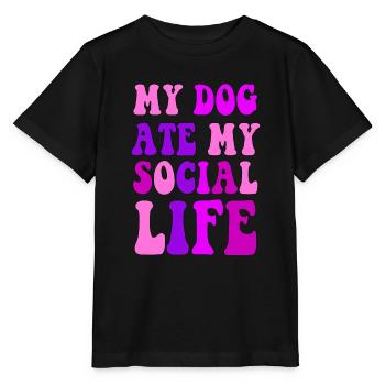 My Dog Ate My Social Life Dogs Dog Owners - Stanley/Stella MINI CREATOR Kids’ T-Shirt - black - Front - Mikhail (115cm)