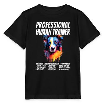 Professional Human Trainer Border Collie Dog - Stanley/Stella MINI CREATOR Kids’ T-Shirt - black - Front - Mikhail (115cm)
