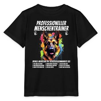 Professioneller Mnschentrainer Schäferhund Hund - Stanley/Stella Kinder T-Shirt MINI CREATOR  - Schwarz - Vorne - Mikhail (115cm)