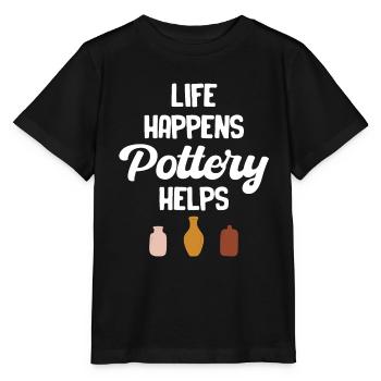 Life Happens Pottery Help Crafty Wheel - Stanley/Stella MINI CREATOR Kids’ T-Shirt - black - Front - Mikhail (115cm)
