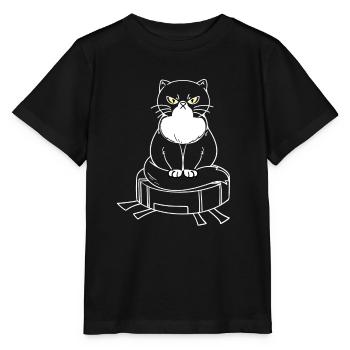 Aspirateur robot avec chat Aspirateur robot - T-shirt bio MINI CREATOR Stanley/Stella Enfant - noir - Devant - Mikhail (115cm)