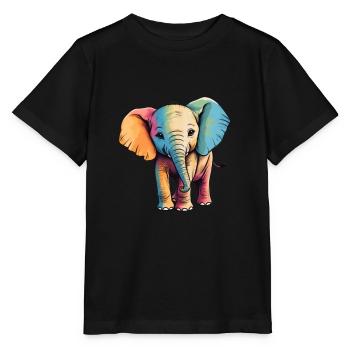 Elephant Colorful Cute Elephant Baby Mandala Hindi - Stanley/Stella MINI CREATOR Kids’ T-Shirt - black - Front - Mikhail (115cm)