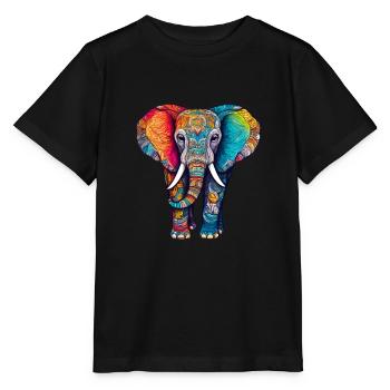 Elephant Colorful Cute Elephant Baby Mandala Hindi - Stanley/Stella MINI CREATOR Kids’ T-Shirt - black - Front - Mikhail (115cm)