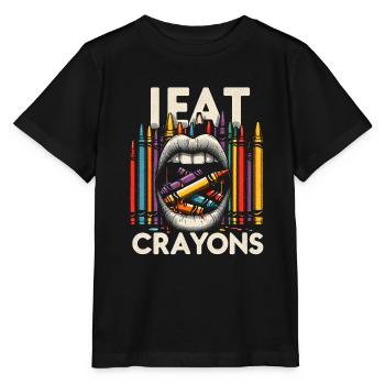 I Eat Crayons 22 - Stanley/Stella MINI CREATOR Kids’ T-Shirt - black - Front - Mikhail (115cm)