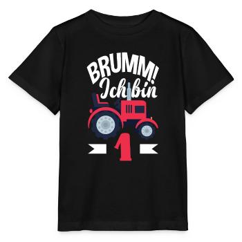 1. Geburtstag Traktor 1 Jahr Geburtstagsshirt - Stanley/Stella Kinder T-Shirt MINI CREATOR  - Schwarz - Vorne - Mikhail (115cm)