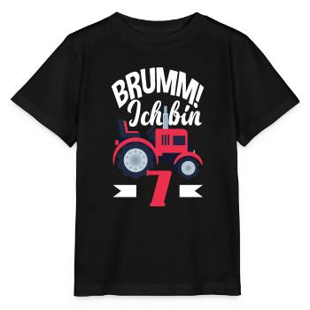 7. Geburtstag Traktor 7 Jahre Geburtstagsshirt - Stanley/Stella Kinder T-Shirt MINI CREATOR  - Schwarz - Vorne - Mikhail (115cm)