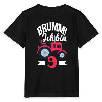 9. Geburtstag Traktor 9 Jahre Geburtstagsshirt - Stanley/Stella Kinder T-Shirt MINI CREATOR  - Schwarz - Vorne - Mikhail (115cm)
