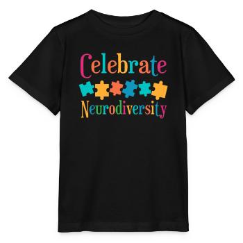 Celebrate neurodiversity - Stanley/Stella MINI CREATOR Kids’ T-Shirt - black - Front - Mikhail (115cm)