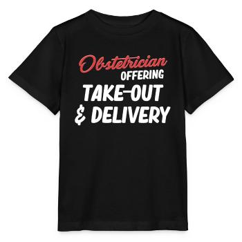 Obstetrician offers gynecologist takeaway - Stanley/Stella MINI CREATOR Kids’ T-Shirt - black - Front - Mikhail (115cm)