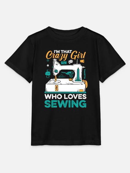 Nähen Nähmaschine Verrücktes Mädchen - Stanley/Stella Kinder T-Shirt MINI CREATOR - Schwarz