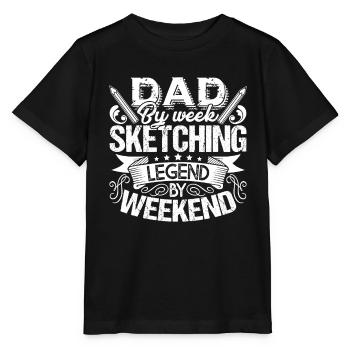 Sketching I'm A Dad And Sketching Legend - Stanley/Stella MINI CREATOR Kids’ T-Shirt - black - Front - Mikhail (115cm)