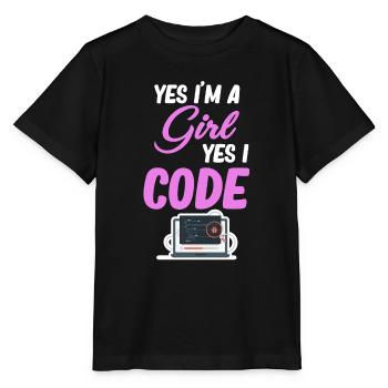 Yes, I'm a girl, yes, I code - Stanley/Stella MINI CREATOR Kids’ T-Shirt - black - Front - Mikhail (115cm)