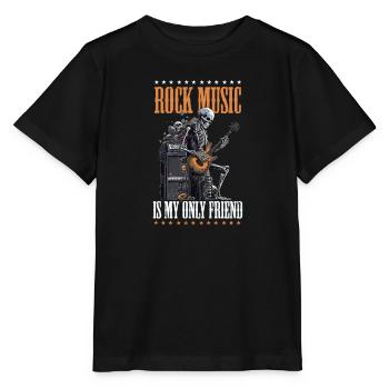 Rockmusik Rockmusik ist nur Freund Skelett - Stanley/Stella Kinder T-Shirt MINI CREATOR  - Schwarz - Vorne - Mikhail (115cm)